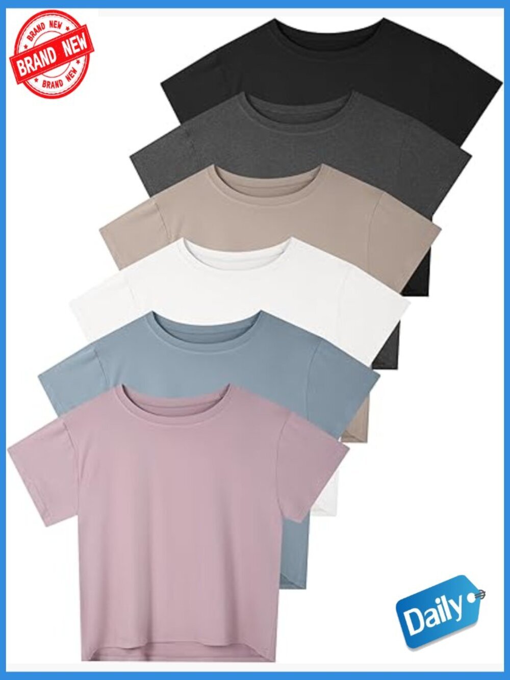Women's Crop Top Short Sleeve Athletic Workout Yoga Running Gym Tees Loose Fit